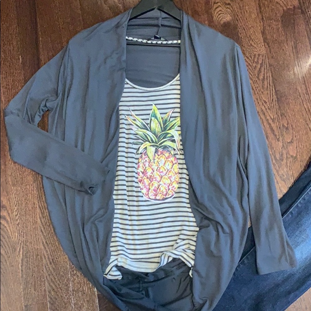 Grey open cardigan